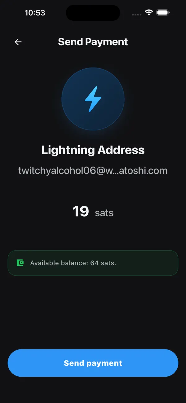 Sending a Lightning payment to a Lightning address in GreeNostr